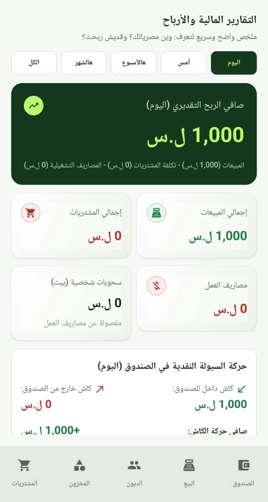 لقطة شاشة حقيقية لواجهة التقارير في تطبيق وين مصرياتي؟